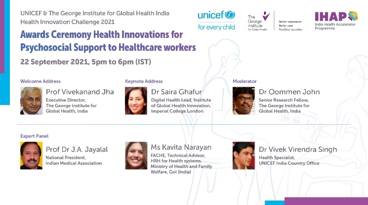 UNICEF & The George Institute for Global Health India Health Innovation Challenge 2021 – Awards Ceremony